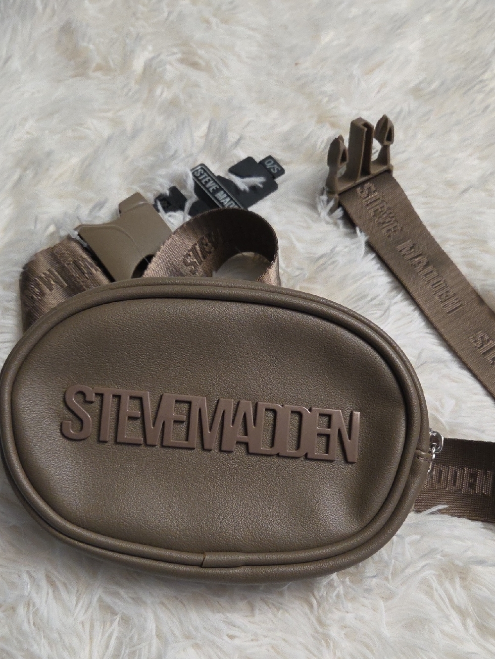 Steve Madden Brown Oval Logo Belt Bag
